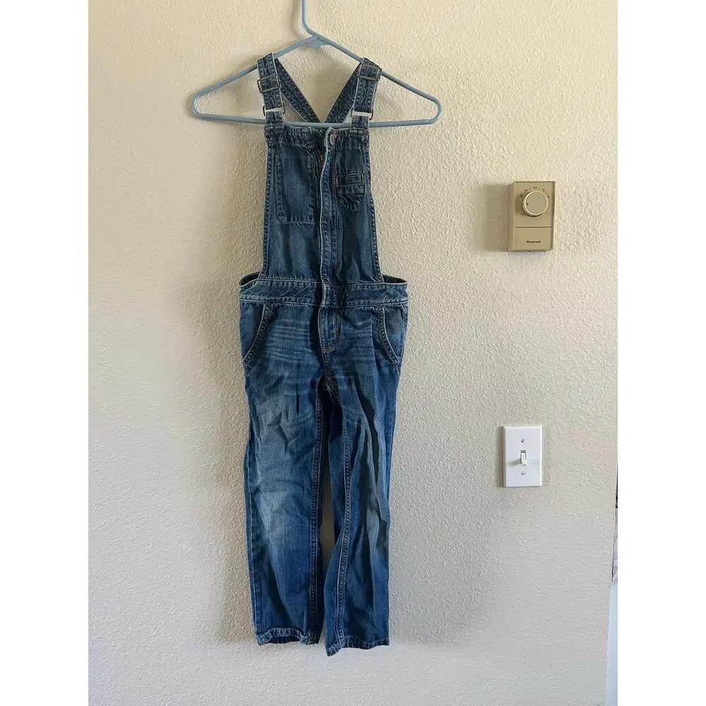 Gap kids overalls S zip front outdoor western cowgirl coveralls blue jean denim